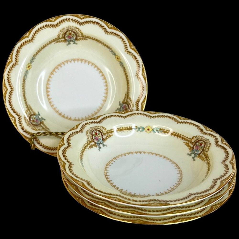 4 Noritake China Serena Rim Fruit Bowl Dessert Sauce Floral 5.75” Made Japan VTG